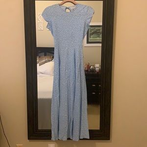 Midi dress w open back, & left leg slit